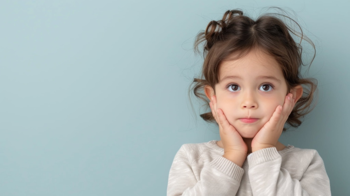 歯周病を怖がって頬をおさえる子ども